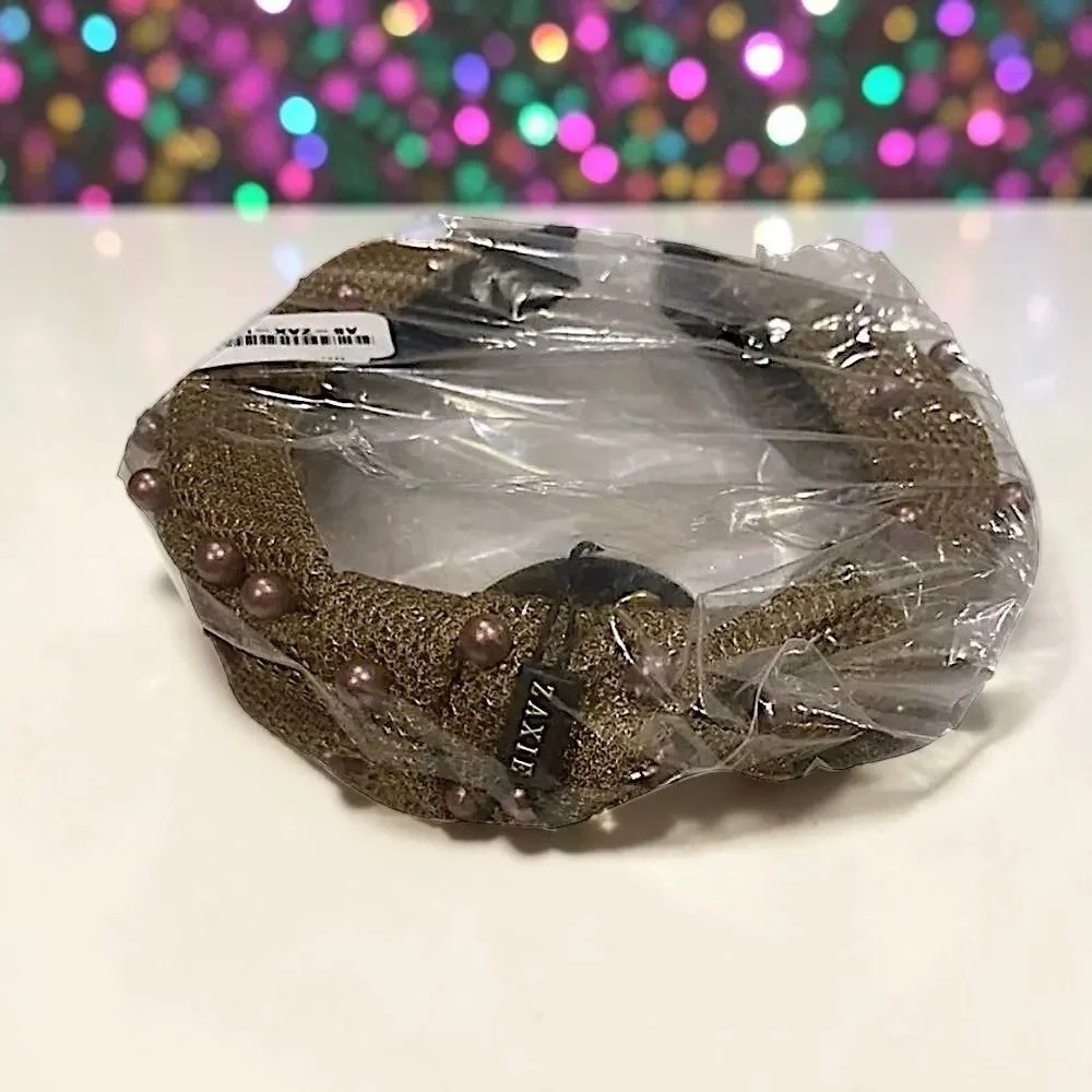 ZAXIE by Stefanie Taylor - Padded Jewel Headband - BROWN NWT MSRP $48